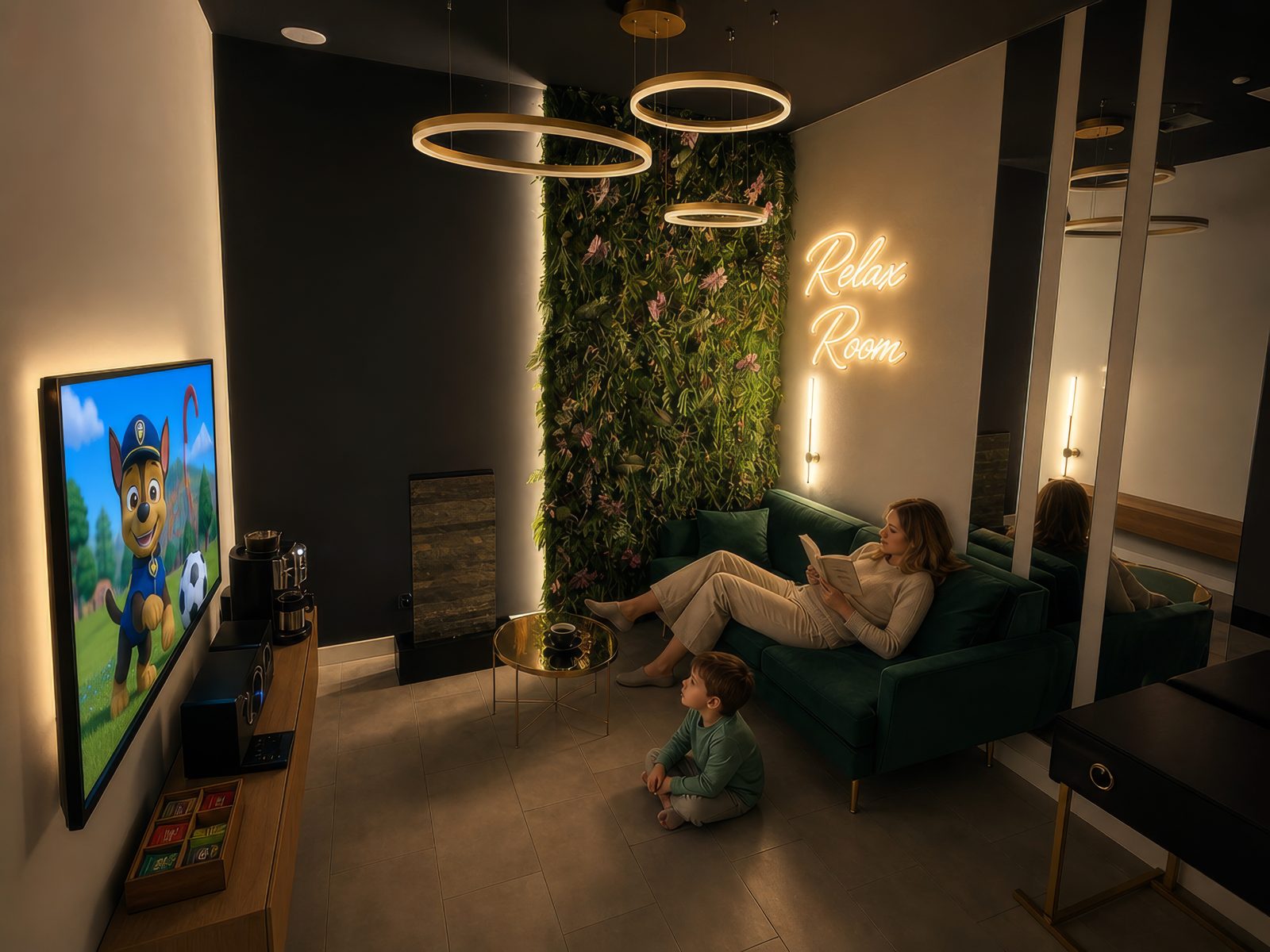 Sala VIP APERTA – mama trzyma dziecko podczas badania rezonansu magnetycznego w Rzeszowie